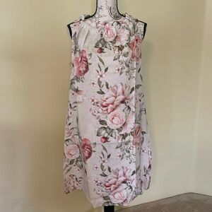 NWT Rose Print Sleeveless Shift Dress – Sand Color, Size Large